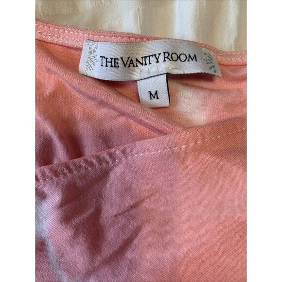 The Vanity Room Womens Pink White Tie Dye Tank V Neck Mini Jumpsuit Medium - Picture 3 of 5